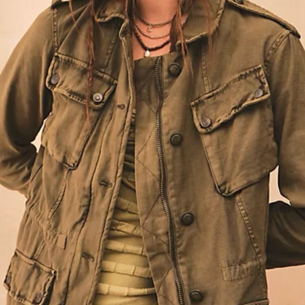 Free People Not Your Brothers Surplus Jacket Olive/Army Green Size Small